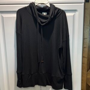 Black Cowl Neck Sweater with Turtleneck Style